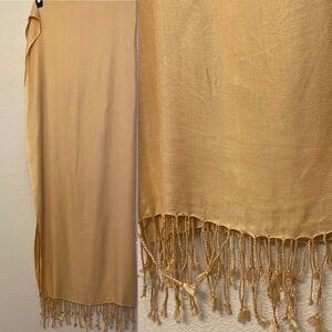 Tan beige large oversized fringe Pashmina Scarf Wrap Shawl 24x96